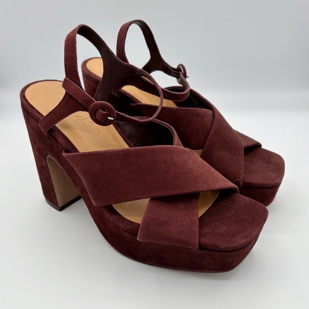 Splendid Pandora Chocolate Brown Suede Platform Heels Sz 7 NEW NWOB